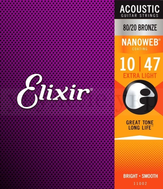 Elixir 11002 Nanoweb 80/20 Bronze Extra Light 10/47 (AC NW EL)